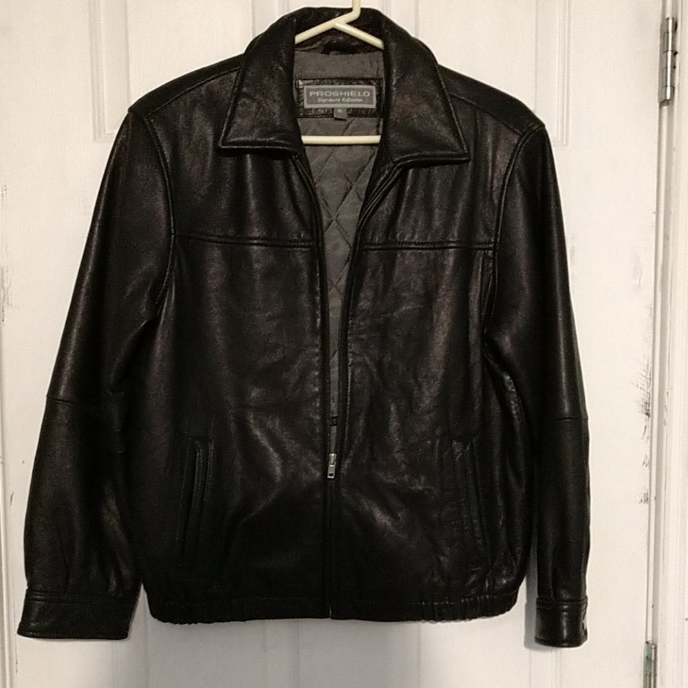 Leather bomber jacket
